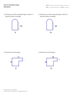 Find area of composite shapes worksheet preview