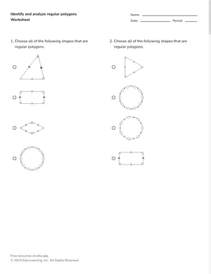Identify and analyze regular polygons worksheet preview