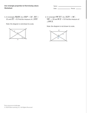 Use rectangle properties to find missing values worksheet preview