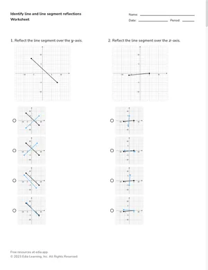 Identify line and line segment reflections worksheet preview