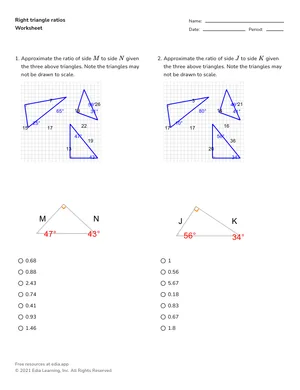 Apply right triangle ratios worksheet preview