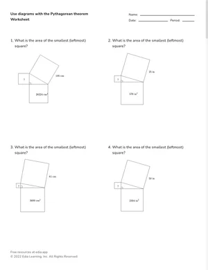 Use diagrams with the Pythagorean theorem worksheet preview