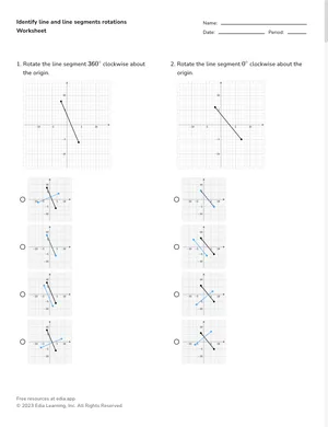 Identify line and line segments rotations worksheet preview