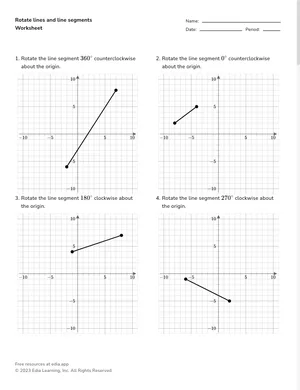 Rotate lines and line segments worksheet preview