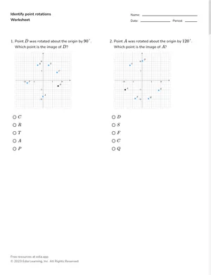 Identify point rotations worksheet preview