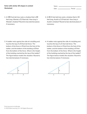 Solve with similar 2D shapes in context worksheet preview