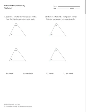Determine triangle similarity worksheet preview
