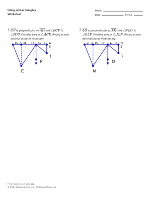 Find values using similar triangles worksheet preview