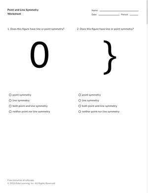 Determine point and line symmetry worksheet preview
