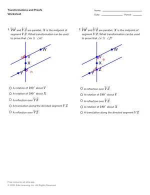 Prove geometric properties with transformations worksheet preview