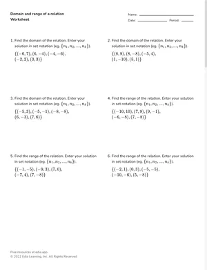 Interpret domain and range worksheet preview