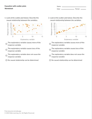 Identify causation with scatter plots worksheet preview