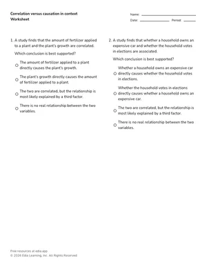 Correlation versus causation in context worksheet preview