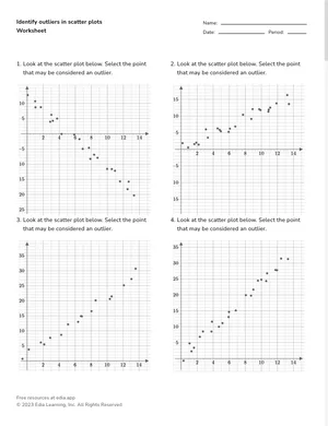 Identify outliers in scatter plots worksheet preview