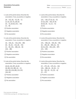 Associations from points worksheet preview