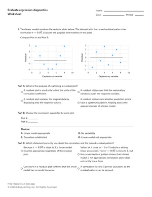 Evaluate regression diagnostics worksheet preview