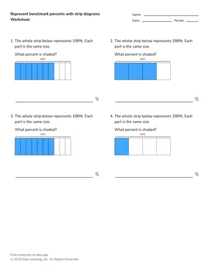 Represent benchmark percents with strip diagrams worksheet preview
