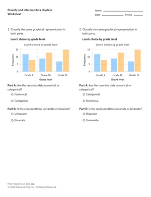 Classify and interpret data displays worksheet preview