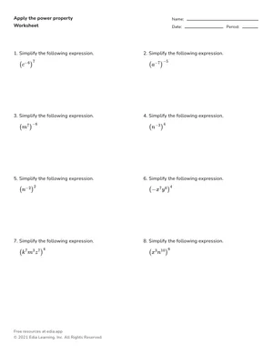 Find power of a power with positive exponents worksheet preview