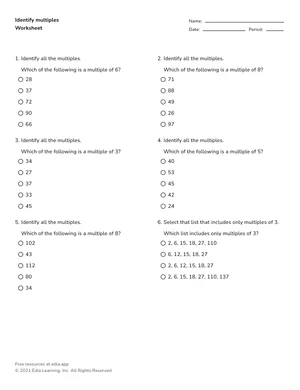 Identify multiples worksheet preview