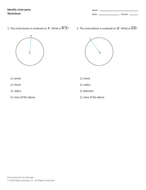 Identify circle parts worksheet preview