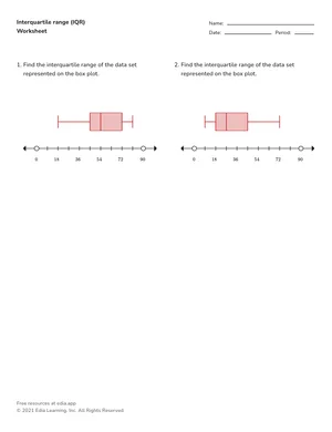 Calculate interquartile range worksheet preview