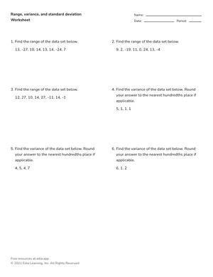 Calculate measures of variability worksheet preview