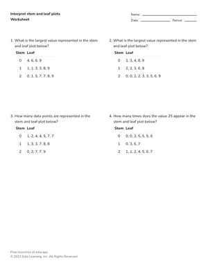 Interpret stem-and-leaf plots worksheet preview