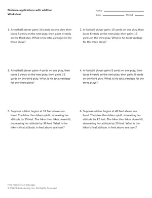 Distance applications with addition worksheet preview