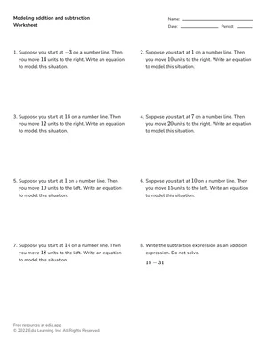 Model addition and subtraction with word problems worksheet preview