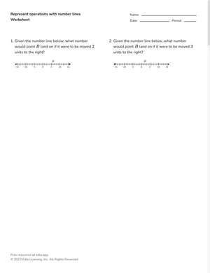 Represent operations with number lines worksheet preview