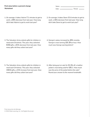 Find value before a percent change worksheet preview
