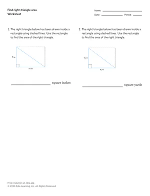 Find right-triangle area worksheet preview