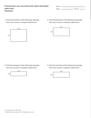 Find measures with cube roots worksheet preview