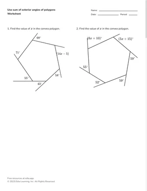 Use the exterior-angle sum worksheet preview