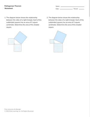 Apply the Pythagorean theorem and distance formula worksheet preview