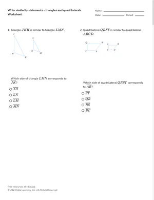 Match corresponding parts across similar polygons worksheet preview