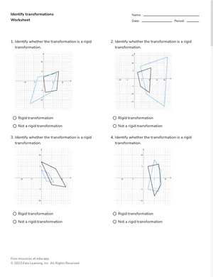 Identify and classify transformations worksheet preview