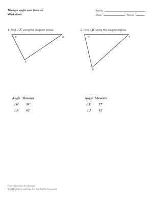Apply the triangle angle-sum theorem worksheet preview
