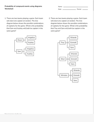 Calculate compound probability from a diagram worksheet preview