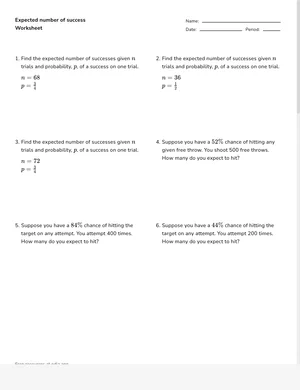 Calculate expected outcomes worksheet preview