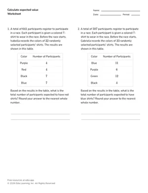 Calculate expected value worksheet preview