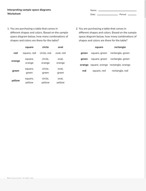 Interpret a sample-space diagram worksheet preview