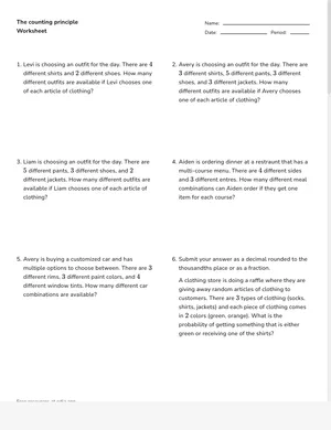 Use the counting principle worksheet preview