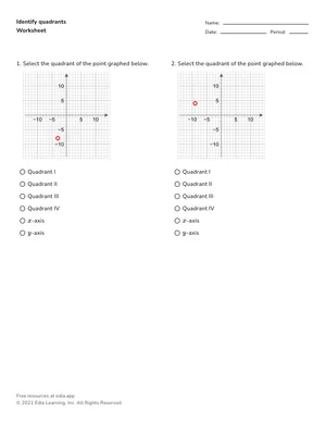 Identify quadrants worksheet preview