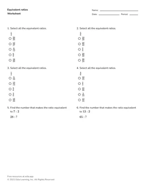 Identify and write equivalent ratios worksheet preview