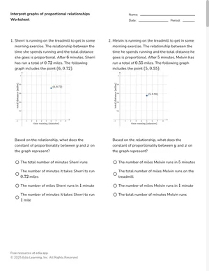 Interpret graphs of proportional relationships worksheet preview