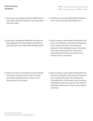Perform unit conversions worksheet preview