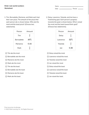 Order numbers in context worksheet preview