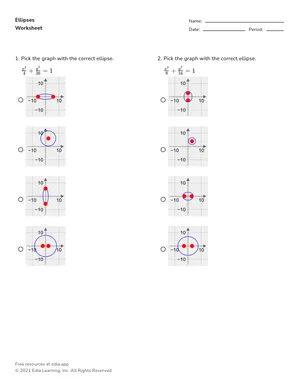 Identify properties of ellipses worksheet preview
